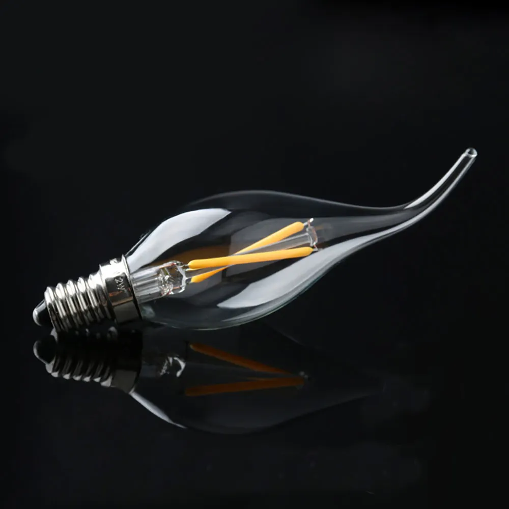 Led Vintage Edison Lamp Kandelaar C35/C35L-6W Led Filament Kaars Lamp, Vervang 60W, E14 Base, clear Warm Wit 2700K, 120V Ac