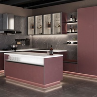 Sofeyia Ensemble armoires de cuisine laquées de luxe italiennes et modernes Évier en matériau MDF pour carcasse Conçu pour l'appartement Fabriqué en Chine