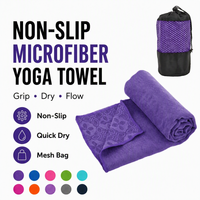 Yoga-Matte Handtuch Anti-Rutsch-Riemen Silikon-Punkte Super Saugfähig 24x72 Zoll 460GSM Einfarbig