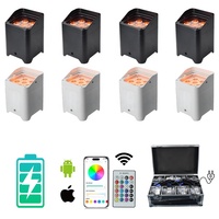 Paquete de 8 Focos LED Par Can Inalámbricos de 6x18W con Batería, Control Remoto DMX512 y Estuche de Transporte Recargable