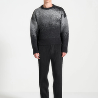 Pull en maille côtelé classique pour homme, col rond, dégradé, coupe oversize, manches longues