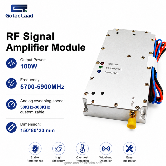 100W High Gain Aluminum Alloy Case Low Noise Figure Customizable Drone Detection Module RF Signal Amplifier Security Protection