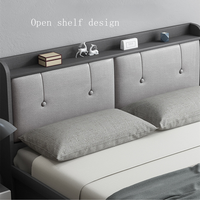 Cadre de lit moderne et confortable avec rangement, en bois et tissu, facile à assembler, mobilier de chambre multifonctionnel
