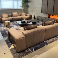 Italienisches Modernes Rindsleder-Lounge-Sofa Dreisitzer Modular Tiefsitz Breite Armlehne Wohnzimmer Villa Hotel Einkaufszentrum Möbel