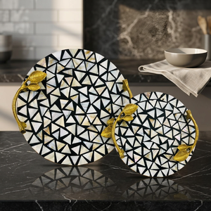 Plateau de service rond en nacre style marocain pour thé et café, vente directe usine, plateau de décoration pour la maison et ustensiles de cuisine - Product Image 4