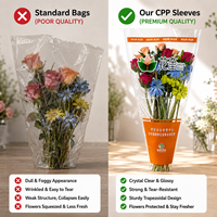 Vente directe d'usine, sacs à bouquet trapézoïdaux imprimés en gravure de haute qualité, taille personnalisée, durables, sacs en plastique transparent OPP