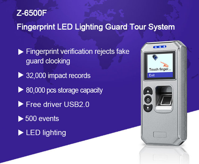 Security Building Guard Tour System with RFID Fingerprint Recognition and LCD Display