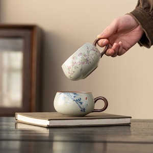 Tasse à thé en céramique style Ru avec anse, design maître du Kung Fu chinois, pour déguster du thé/du café - Product Image 2