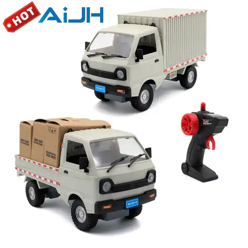 AiJHRcトラックおもちゃの車とライトダイキャストモデル取り外し可能な輸送コンテナ車両リモートコントロール車