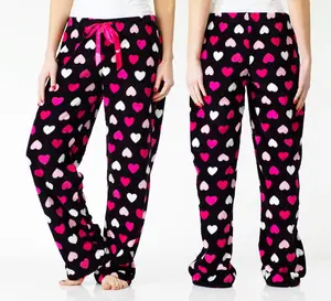 Usine vente directe personnalisé femmes vêtements de maison ensembles de pyjama pantalon imprimé polaire pantalon avec poches pantalon occasionnel de dames