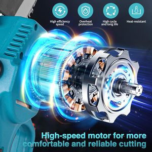 Mini tronçonneuse électrique sans fil de 6 pouces, batterie 2000 mAh, moteur sans balais, scie à métal industrielle DIY, coupe de branches, 21 V, 3700 tr/min, 1600 W - Product Image 3
