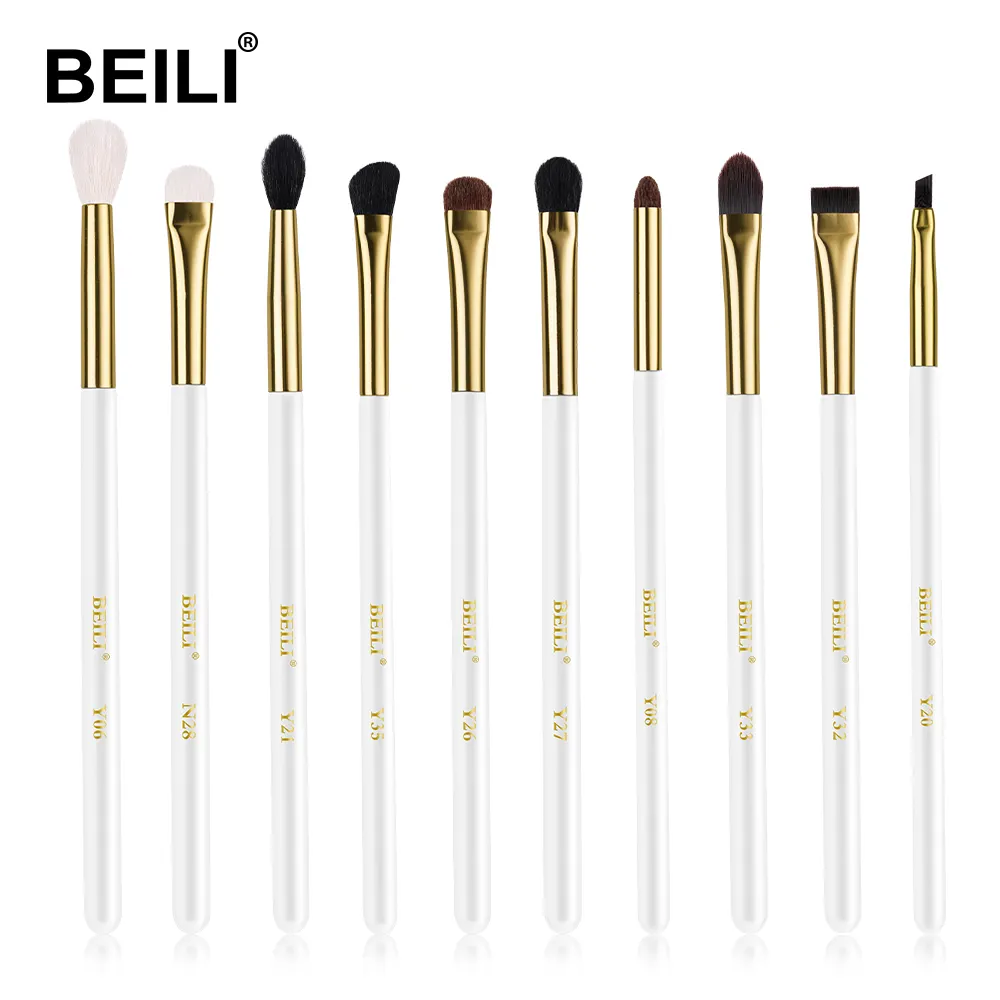 BEILI Pinsel für Make-up weißen Holzgriff Ziegenhaar Luxus profession elle Lidschatten Eyeliner Flat Concealer kaufen Make-up Pinsel