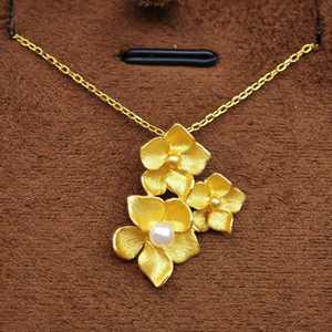 UM Jewelry 925 Silver Gold Plated Flower Shape Minimalist Pendant <b>Necklace</b> Natural Freshwater Pearl Unisex Wedding Party Gift - Product Image 5