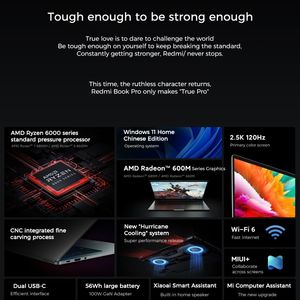 สินค้ามาใหม่ <span class=keywords><strong>Xiaomi</strong></span> redmebook Pro 2022แล็ปท็อป14นิ้ว16GB + 512GB รุ่น WINS <span class=keywords><strong>11</strong></span> Home Chinese AMD <span class=keywords><strong>5</strong></span> 6600H hexa Core - Product Image 4