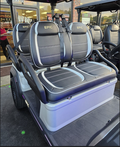 Electric <b>Golf</b> Cart 4 Wheels 24V Lithium Battery Double Motor 400W Modern Style Blue Roof Black Seats - Product Image 3