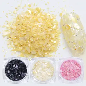 1 Chai Sea Shell Nail Sequins Không Thường Xuyên Bị Hỏng Mảnh Mỏng Tự Nhiên Đen Hồng Nail Art Powder Decor Nail Sticker Long Lanh