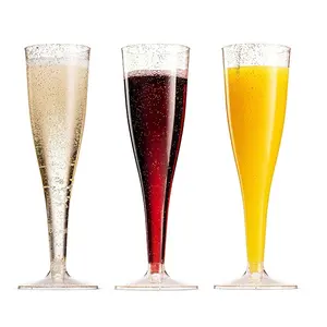 6 Pack Disposable Plastic Champagne Glasses Flutes for Party & Wedding
