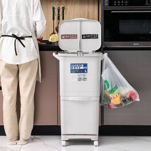 <b>Kitchen</b> Waste <b>Bin</b> With Lid Dry Wet Separation Sorting Trash Can For Home Use Indoor Rectangular <b>Large</b> Capacity - Product Image 3