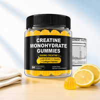 Gummies de créatine monohydrate OEM saveur citron sans sucre, complément sportif avec BCAA et peptides de collagène pour le soutien musculaire