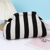 Pochette à Rayures Flyknit Tendance Noir Blanc Design Moderne Sac de Plage Sac de Rangement Portable Été pour Femmes Dames