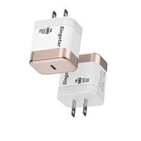 Cargador Rápido USB-C PD de 30W Premium, Diseño Metálico Bicolor, Enchufe Estadounidense, Cargador Portátil para Teléfono, Compatible con iPhone y Samsung, Carga Rápida y Segura
