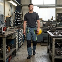 Pantalon de travail gris multi-poches pour hommes, avec empiècements aux genoux, pantalon de travail fluorescent pour mécaniciens d'atelier