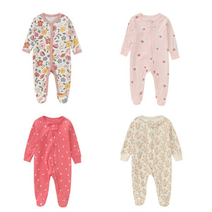 <span class=keywords><strong>Pijama</strong></span> Enterizo de Algodón Estampado para Bebé (0-1 Año) con Botones Delanteros y Estilo Aleatorio, Manga Larga, con Pies, Venta al por Mayor - Product Image 2
