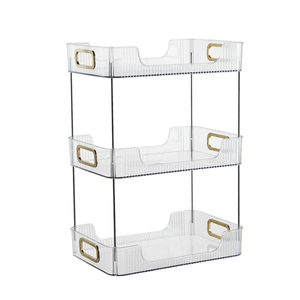 Bandeja de Almacenamiento Transparente Plegable Rectangular Doble Moderna de Plástico ABS Transparente con Asas para Cocina y Cosméticos - Product Image 4