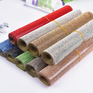 24*40cm SS8 Hot Fix Glass Trims Rhinestone Iron on Heat Transfer Strass Mesh Crystal Sticker Sheet for Wedding Bridal Decoration - Product Image 1