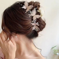 Pinces à Cheveux Papillon en Tissu Haut de Gamme Qianjin avec Strass Style Fée, Grandes Barrettes Douces pour Filles, Vente en Gros