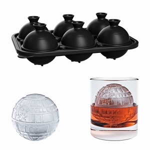 Plateau à glaçons étoile bricolage étanche <span class=keywords><strong>de</strong></span> qualité supérieure avec entonnoir sans BPA grand moule à boules <span class=keywords><strong>de</strong></span> glace en silicone à 6 cavités pour <span class=keywords><strong>whisky</strong></span> - Product Image 1