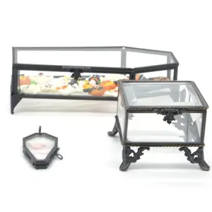 หนึ่งในของขวัญที่ดีสำหรับแม่! กล่องใสเครื่องประดับทรงกล่องใส่แหวนทรงลูกบาศก์ทำจากทองเหลืองทรงกล่องใส่เครื่องประดับทรงโลงศพสีดำ - Product Image 1