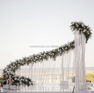 Arco Metallico <span class=keywords><strong>per</strong></span> Matrimoni con Tenda Asimmetrica in Tessuto Beige, <span class=keywords><strong>Sfondo</strong></span> <span class=keywords><strong>per</strong></span> Eventi e Palcoscenici - Product Image 4