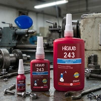 HiGlue 243 50ml/250ml Colle de blocage de filetage bleue à résistance moyenne pour fixations métalliques, composé anti-desserrage