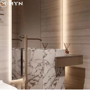 Meiyani อ่างล้างหน้าหินอ่อนแบบฝังแท่นห้องน้ำแบบอิสระพร้อมลิ้นชักไม้ - Product Image 3