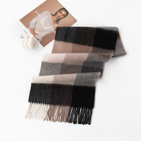 Écharpe en laine mélangée à carreaux avec pompons, châle surdimensionné à carreaux, écharpe de cou chaude pour femme avec logo personnalisé pour l'hiver