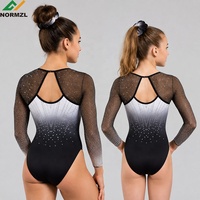 Justaucorps scintillant à manches longues pour filles, idéal pour la gymnastique et la danse en studio