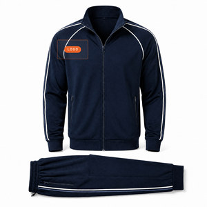 Conjunto Deportivo de Chaqueta y Pantalones Deportivos Ligeros y Transpirables para Otoño, con Cierre, Color Azul, Logotipo Personalizado - Product Image 1