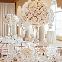 Porta flores de cristal, suporte de flores transparente para mesas de casamentos, vaso de mesa de flores artificiais, decorativo