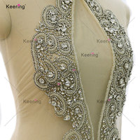 WDP-431 argent cristal Offre Spéciale Club robe de soirée dentelle noire strass plume corsage Applique V profond