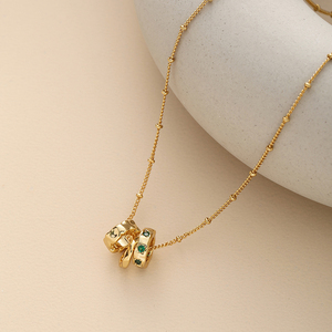 Hot Selling Fashion 18k Gold Plated <strong>Emerald</strong> Zircon Necklace Removable Pendants <strong>Beads</strong> Necklace for Women - Product Image 1