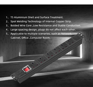 1U 6-Way UK ổ cắm giá điện dải PDU với <span class=keywords><strong>switch</strong></span> CE/ROHS chứng nhận 250V cho mạng tủ và dữ liệu trung tâm - Product Image 5