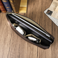 Pochette pour ordinateur portable en cuir véritable personnalisée de 14.2 pouces pour hommes avec dragonne détachable sac mince moderne décontracté simple pour tablette pour hommes