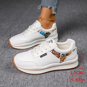 2026 New Style Women's Black & White Printed Casual Walking Shoes - Factory Wholesale Trendy Retro Platform Sneakers - Product Image 5