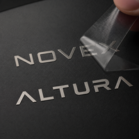Autocollants de transfert de logo métallique personnalisés, décalcomanies 3D en argent métallisé pour l'emballage et les produits de marque