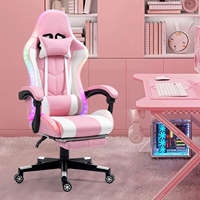 Échantillon gratuit Silla Gamer Fauteuil d'ordinateur multifonctionnel inclinable en cuir Fauteuil de joueur réglable Fauteuil de jeu rose avec LED RVB