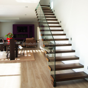 Escalera Recta Moderna de Metal con Recubrimiento en Polvo, Ecológica, para Interiores, con Barandilla de Vidrio, Peldaños Duraderos, Prefabricada - Product Image 2