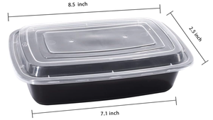 Bán buôn xách tay màu đen 1 ngăn bữa ăn chuẩn bị thực phẩm lưu trữ container PP Bento hộp có thể tái sử dụng nắp lò vi sóng máy rửa chén an toàn - Product Image 3