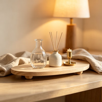 Plateau à parfum en bois, plateau rond en bois pour salle de bain, porte-bougie d'aromathérapie, plateau décoratif en bois pour salle de bain