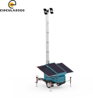 Tour d'éclairage mobile solaire pour chantier, très vendue, avec une puissance élevée et une hauteur réglable